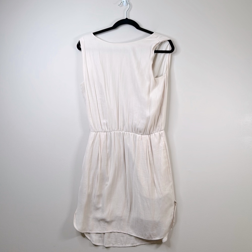 Oak + Fort Ivory Mini Dress Cinched Waist Pockets Sleeveless Small